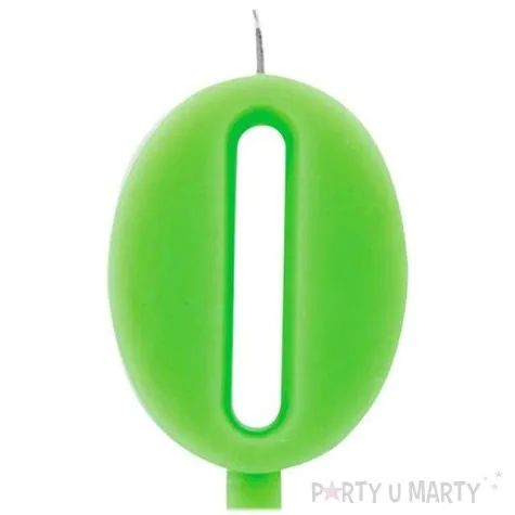 swieczka na tort cyfra 0 iskrzaca zielona givi 9 5 cm