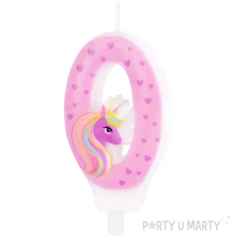swieczka na tort cyfra 0 jednorozec teczowy partypal 8 2 cm