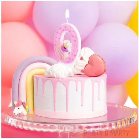 swieczka na tort cyfra 0 jednorozec teczowy partypal 8 2 cm
