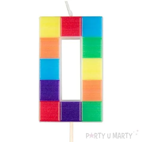 swieczka na tort cyfra 0 klocki mix arpex 7 cm