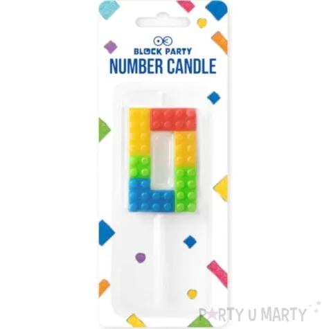 swieczka na tort cyfra 0 klocki mix partypal 11 cm