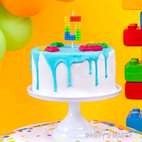 swieczka na tort cyfra 0 klocki mix partypal 11 cm