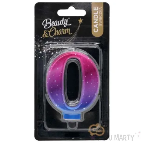 swieczka na tort cyfra 0 kosmos ombre godan 8 cm