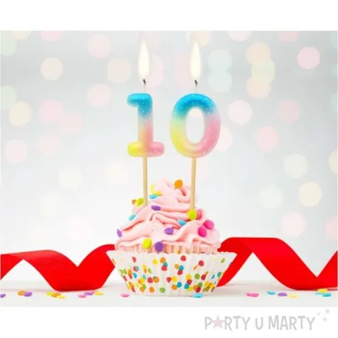 swieczka na tort cyfra 0 piker teczowa godan 4 5 cm