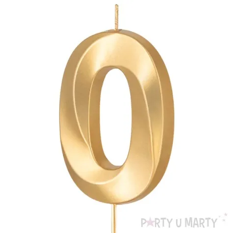 swieczka na tort cyfra 0 pryzmatyczna zloty partypal 6 5 cm