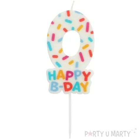 swieczka na tort cyfra 0 sprinkles folat 11 cm