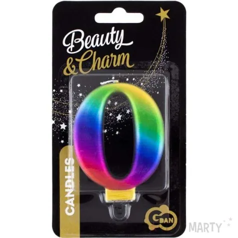 swieczka na tort cyfra 0 teczowa godan 9 5 cm