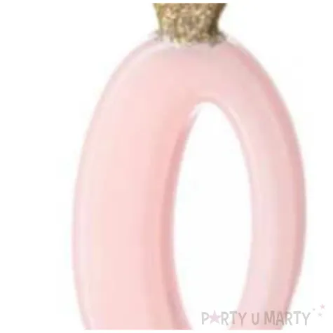 swieczka na tort cyfra 0 w koronie rozowa jasna partydeco 9 5 cm