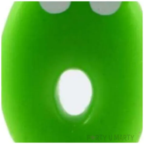 swieczka na tort cyfra 0 z oczami zielona tamipol 7 5 cm