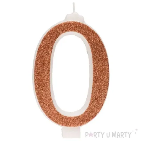 swieczka na tort cyfra 0 zlota brokatowa dekora