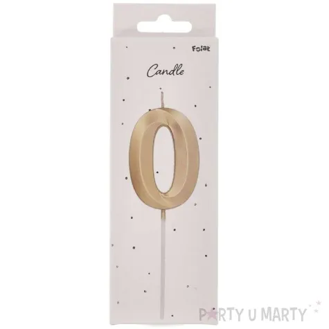 swieczka na tort cyfra 0 zlota folat 14 5 cm