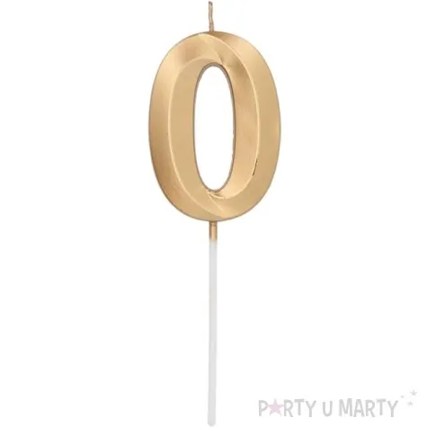 swieczka na tort cyfra 0 zlota folat 7 cm