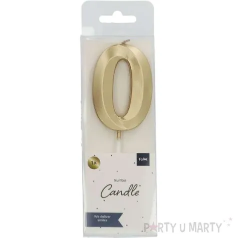 swieczka na tort cyfra 0 zlota folat 7 cm