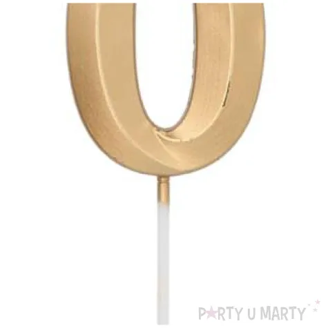 swieczka na tort cyfra 0 zlota folat 7 cm