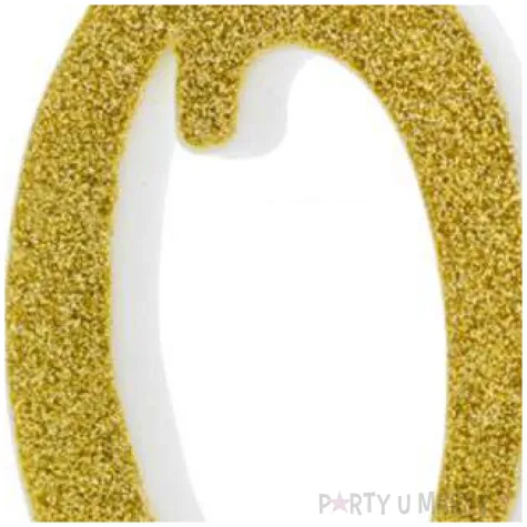 swieczka na tort cyfra 0 zlota partydeco 1 szt