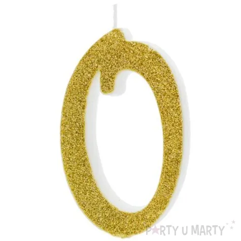 swieczka na tort cyfra 0 zlota partydeco 1 szt