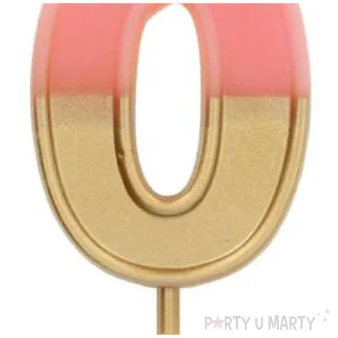 swieczka na tort cyfra 0 zloto rozowa folat 5 cm