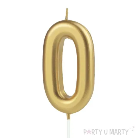 swieczka na tort cyfra 0 zloty partypal 10 cm