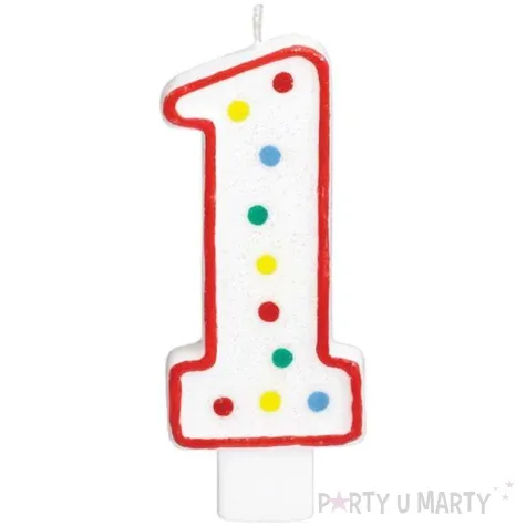 swieczka na tort cyfra 1 amscan kropeczki 9 5 cm