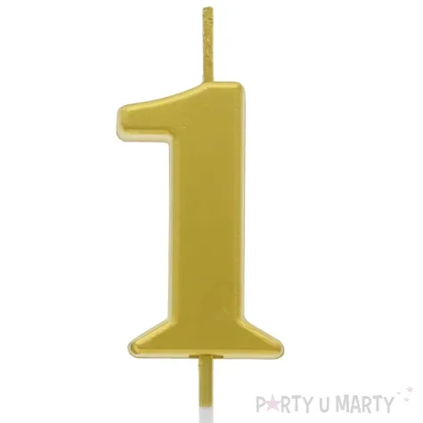 swieczka na tort cyfra 1 beauty charm piker zloty godan 9 5 cm