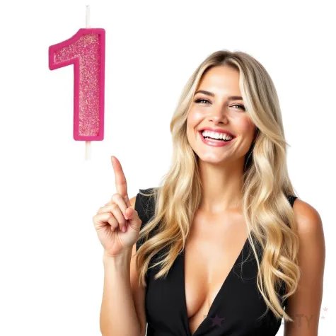 swieczka na tort cyfra 1 brokat rozowa guirca 4 cm