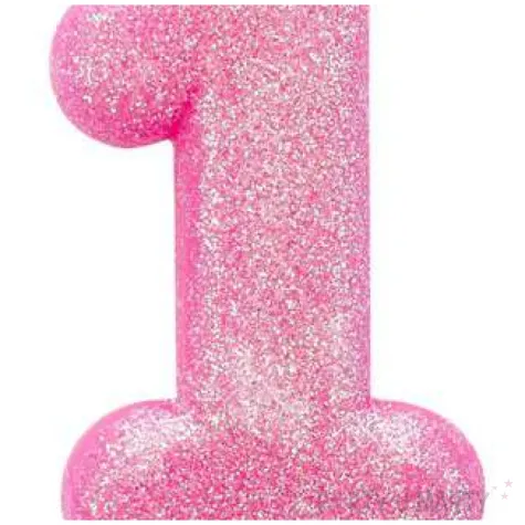 swieczka na tort cyfra 1 brokatowa rozowa amscan
