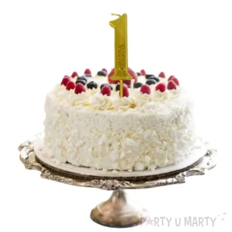 swieczka na tort cyfra 1 brokatowa zlota jix 12 cm