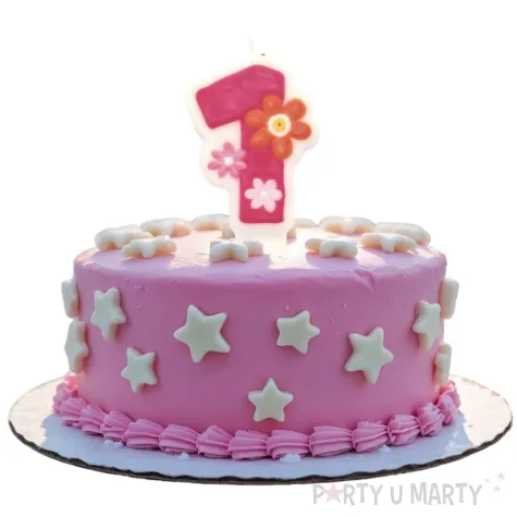 swieczka na tort cyfra 1 daisy rozowa amscan