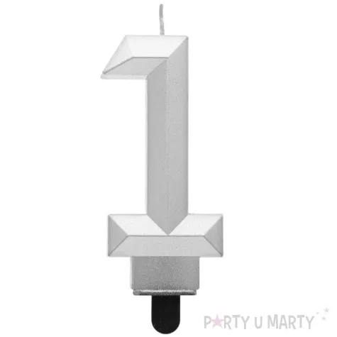 swieczka na tort cyfra 1 diament srebrna godan 7 6 cm