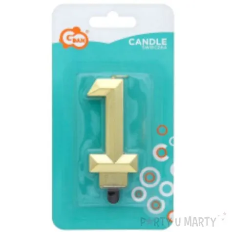 swieczka na tort cyfra 1 diament zlota godan 7 6 cm