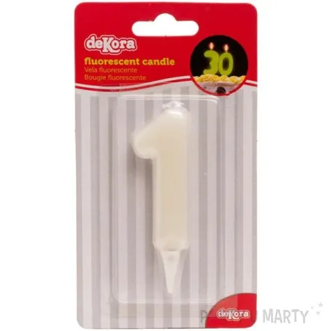 swieczka na tort cyfra 1 fluo dekora 6 cm