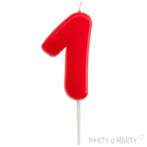 swieczka na tort cyfra 1 glober czerwona dekora 5 5 cm