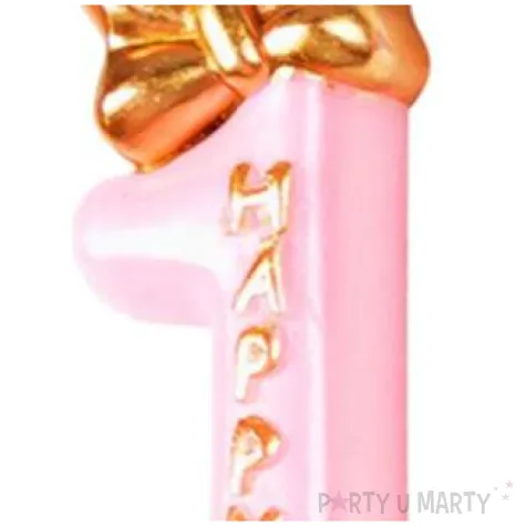 swieczka na tort cyfra 1 happy rozowa jasna jix 9 3 cm