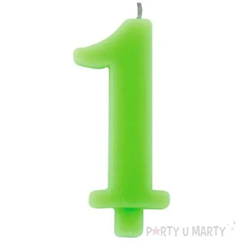swieczka na tort cyfra 1 iskrzaca zielona givi 9 5 cm