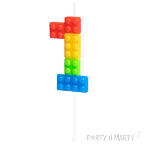 swieczka na tort cyfra 1 klocki mix partypal 11 cm