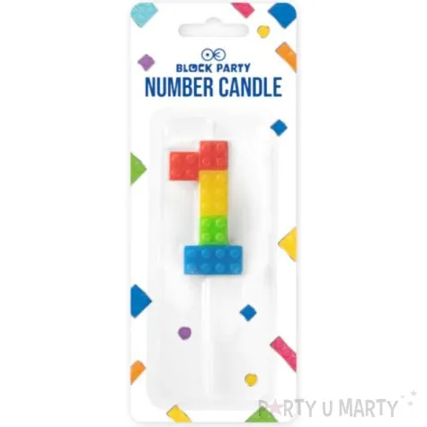 swieczka na tort cyfra 1 klocki mix partypal 11 cm