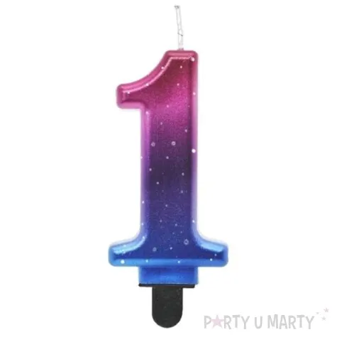 swieczka na tort cyfra 1 kosmos ombre godan 8 cm