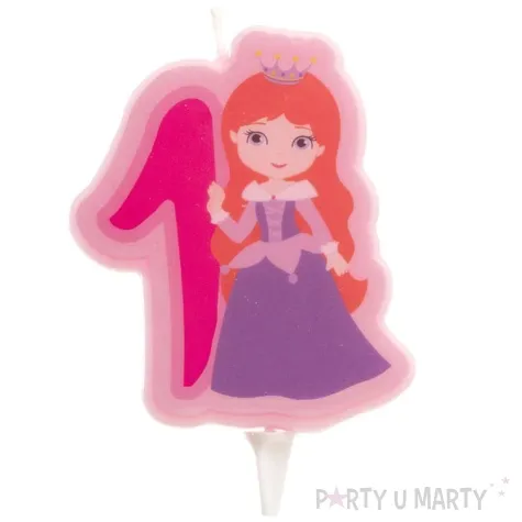 swieczka na tort cyfra 1 ksiezniczka rozowa dekora