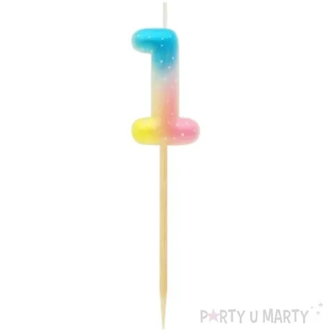 swieczka na tort cyfra 1 piker teczowa godan 4 5 cm