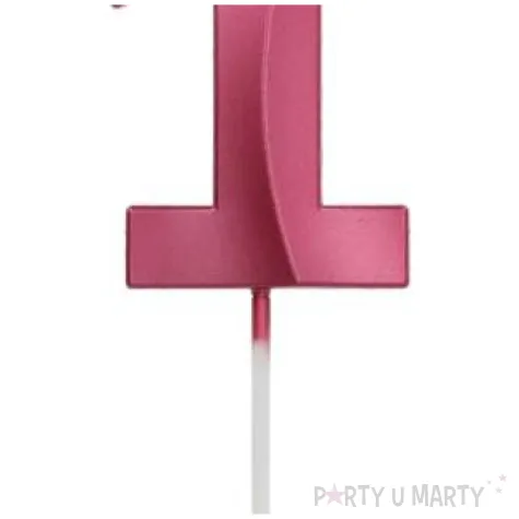 swieczka na tort cyfra 1 rozowa folat 7 cm