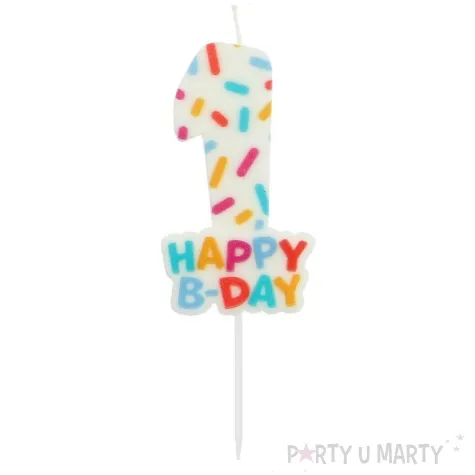 swieczka na tort cyfra 1 sprinkles folat 11 cm