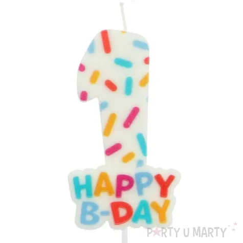 swieczka na tort cyfra 1 sprinkles folat 11 cm