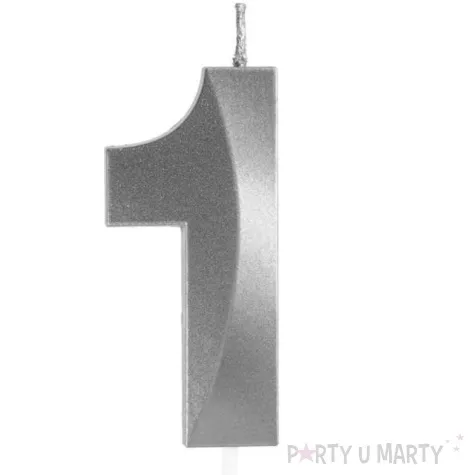 swieczka na tort cyfra 1 srebrna jix 12 cm