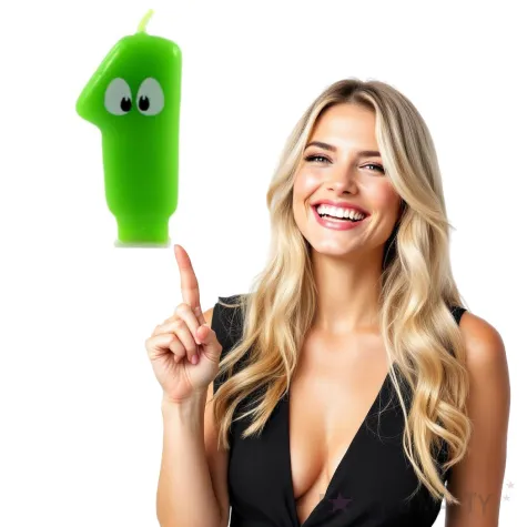 swieczka na tort cyfra 1 z oczami zielona tamipol 7 5 cm