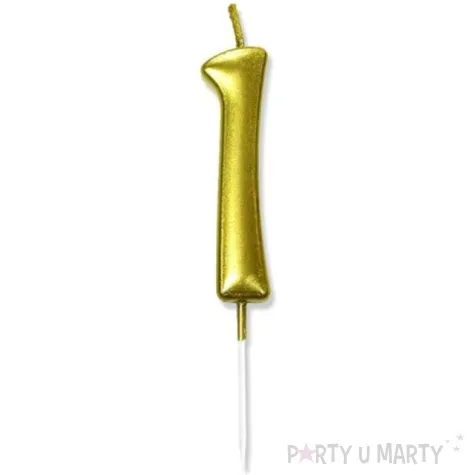 swieczka na tort cyfra 1 zlota dekoracjepolska 6 5 cm