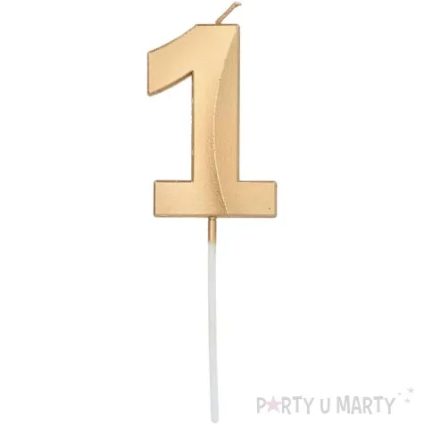 swieczka na tort cyfra 1 zlota folat 14 5 cm