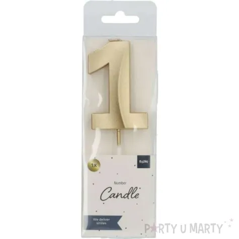 swieczka na tort cyfra 1 zlota folat 7 cm