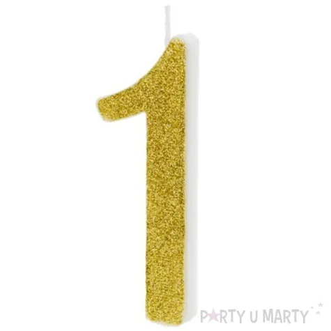 swieczka na tort cyfra 1 zlota partydeco 1 szt