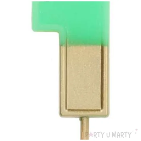 swieczka na tort cyfra 1 zloto zielona folat 5 cm