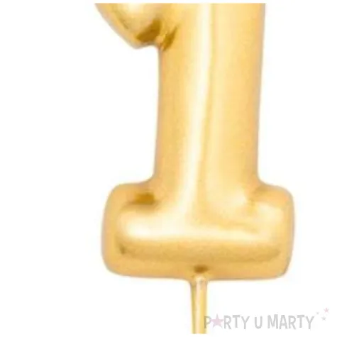 swieczka na tort cyfra 1 zloty metalik givi 8 cm